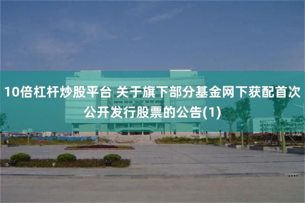 10倍杠杆炒股平台 关于旗下部分基金网下获配首次公开发行股票的公告(1)