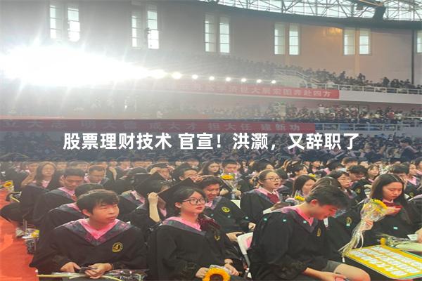 股票理财技术 官宣！洪灏，又辞职了